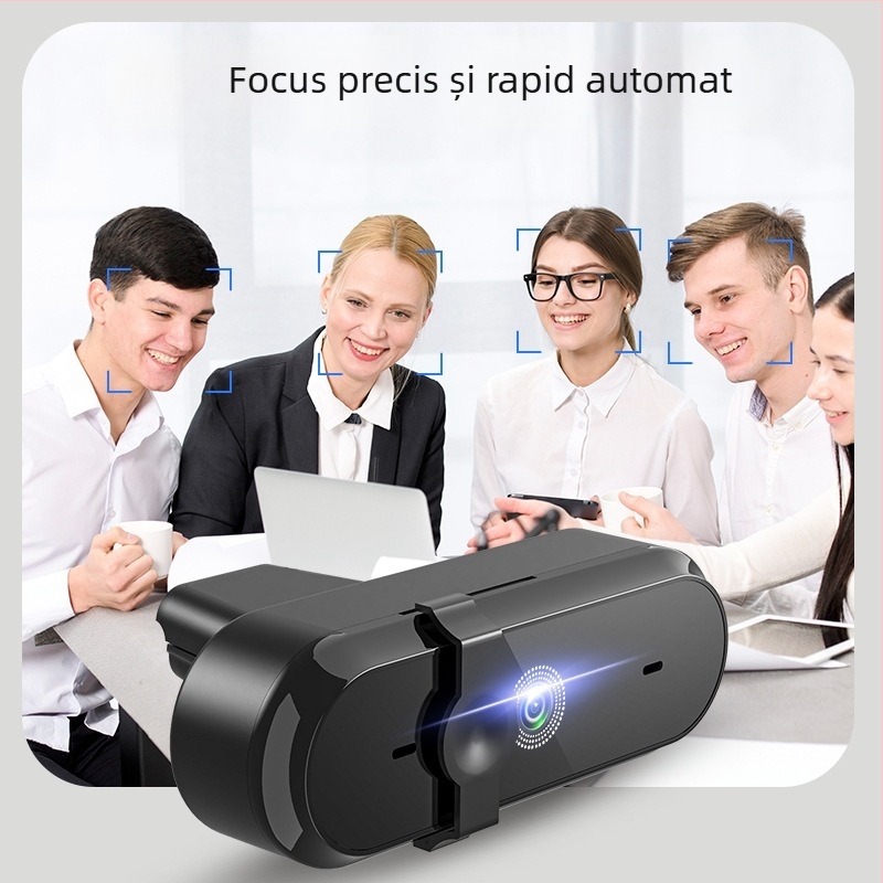Cameră web USB HD cu autofocus (1080p, 30fps, USB 2.0, fără driver, microfon încorporat)