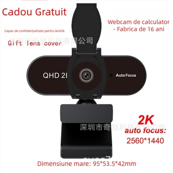 Camera web USB cu microfon încorporat și capac pentru lentilă, 2560x1440 la 30fps, USB 2.0