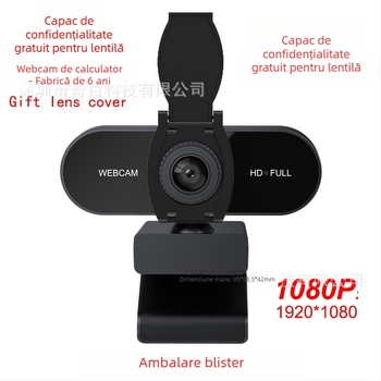 Camera web USB cu microfon încorporat și capac pentru lentilă, 2560x1440 la 30fps, USB 2.0