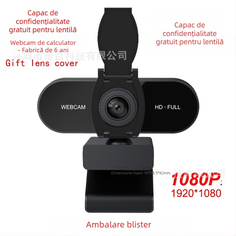 Camera web USB cu microfon încorporat și capac pentru lentilă, 2560x1440 la 30fps, USB 2.0