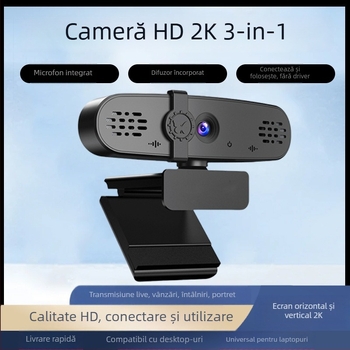Cameră web pentru computer cu microfon încorporat, pentru cursuri online și videoconferințe, 2560x1440, senzor 4MP, 30fps, USB 2.0