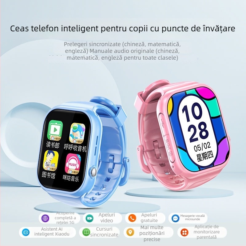 Ceas inteligent GPS pentru copii și adolescenți cu slot SIM, apeluri Bluetooth și urmărire a locației – rezistent la apă, încărcare fără fir