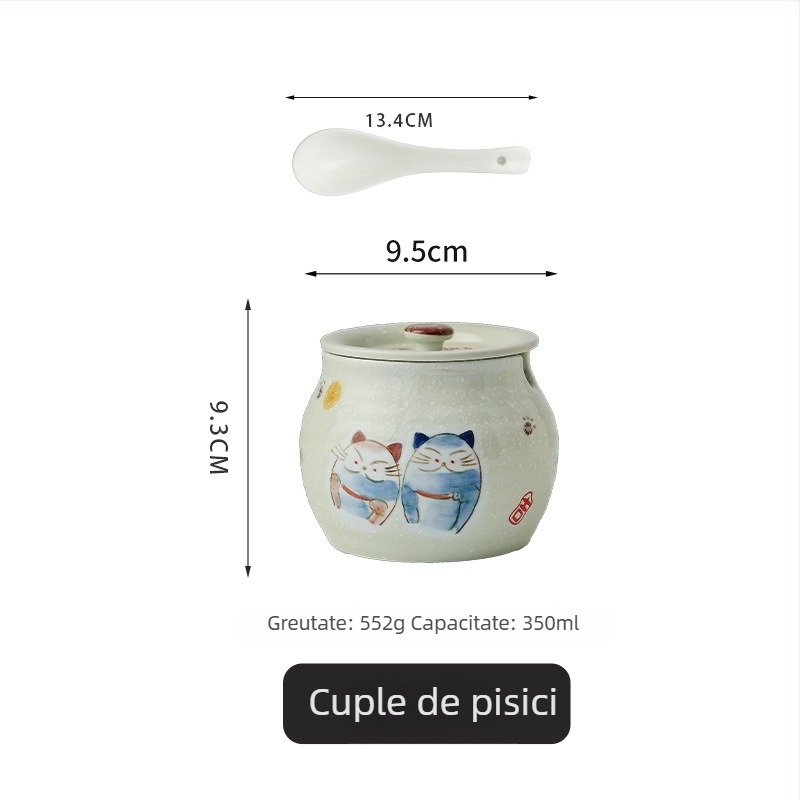 Recipient ceramic pentru ulei și condimente, stil Japonez, brand Golden Chef Lang Shi, logo imprimat, calitate de primă clasă