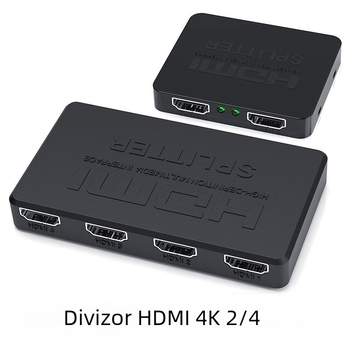 HDMI splitter 1×4 cu suport 4Kx2K | 1 intrare, 4 ieșiri | cablu de alimentare inclus