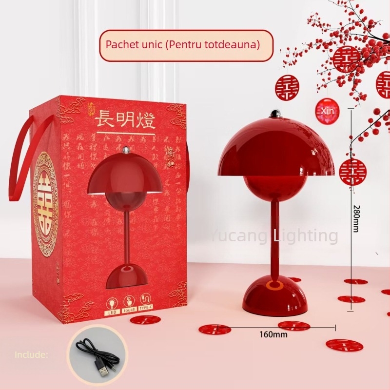 Pereche de lămpi LED pentru noptieră, design metalic retro, control tactil, 5V 3W, model Yczm-017, iluminare ambientală de noapte