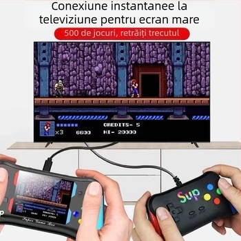 X7m Consolă de jocuri portabilă nostalgic cu 500 de jocuri încorporate, conectare la TV, controale duale, 4GB memorie