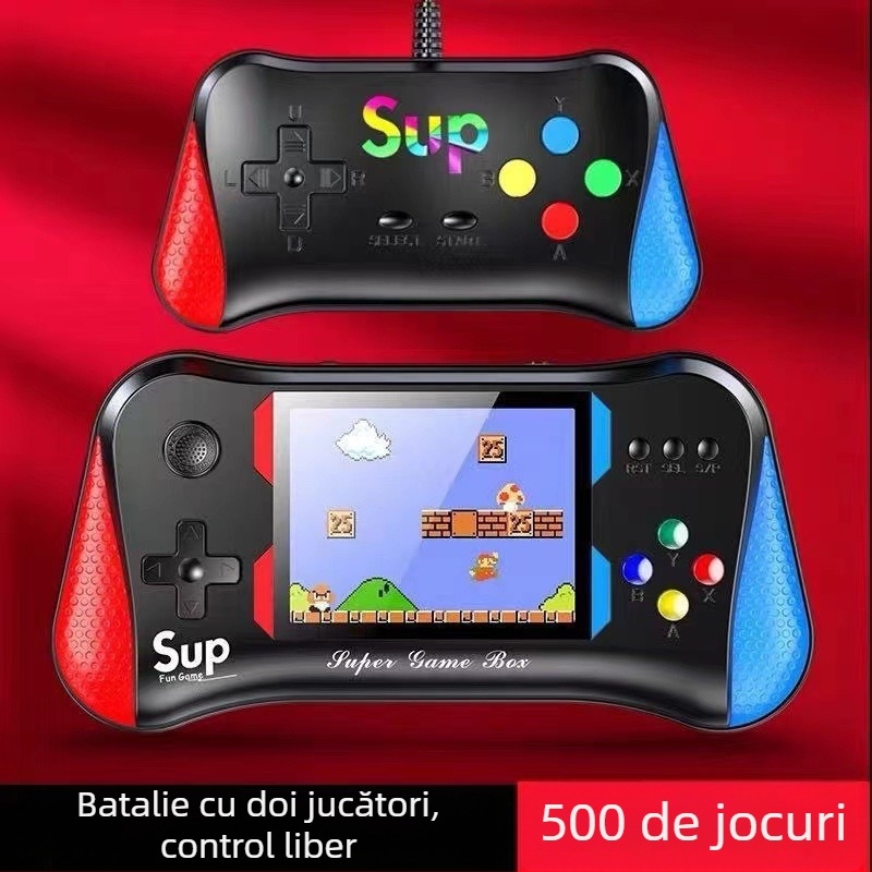 X7m Consolă de jocuri portabilă nostalgic cu 500 de jocuri încorporate, conectare la TV, controale duale, 4GB memorie