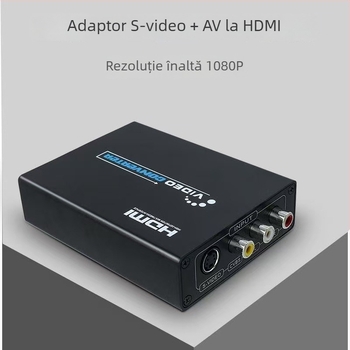 Convertor video AV la HDMI cu S-Video către HDTV și interfață RCA, rezoluție 1920x1080p, compatibilitate universală, conversie semnal, gestionare energie