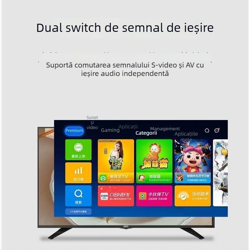 Convertor video AV la HDMI cu S-Video către HDTV și interfață RCA, rezoluție 1920x1080p, compatibilitate universală, conversie semnal, gestionare energie