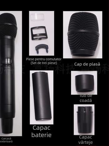 OK-88 Accesorii pentru Microfon: Carcasă metalică, Capac cu plasă, Capac de baterie, Comutator microfon și Oglindă