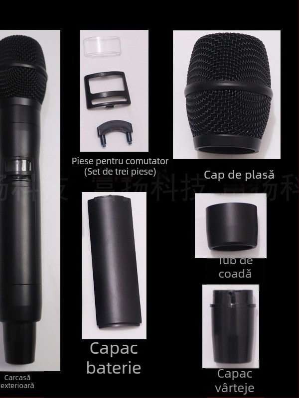 OK-88 Accesorii pentru Microfon: Carcasă metalică, Capac cu plasă, Capac de baterie, Comutator microfon și Oglindă