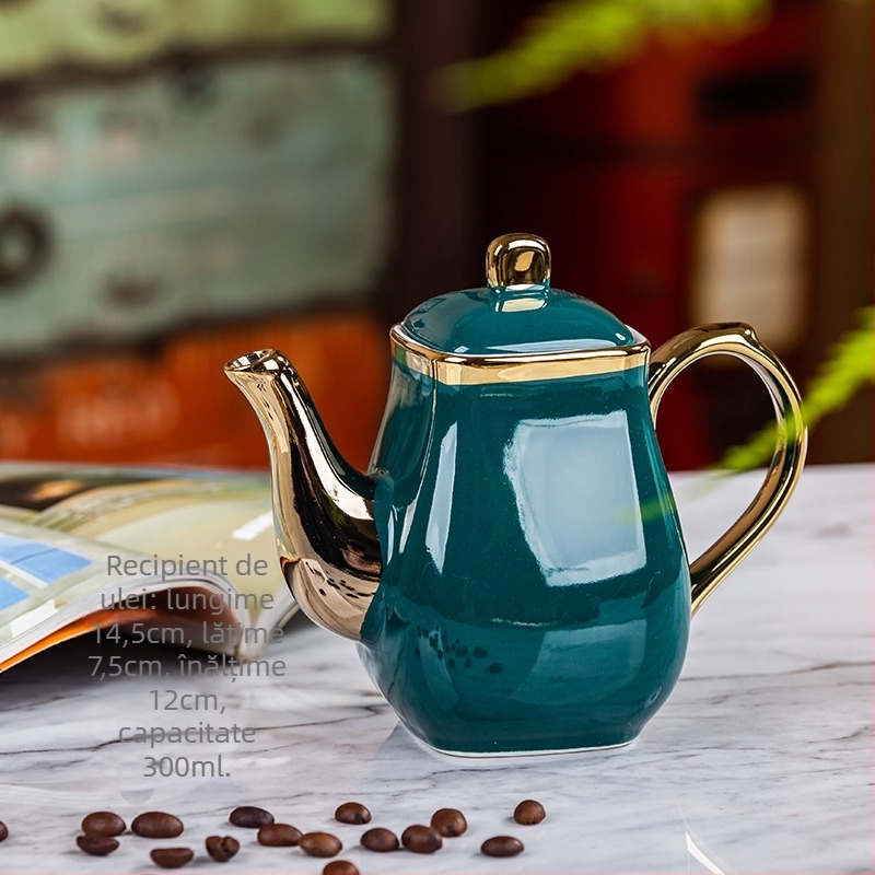 Set ceramic pentru condimente – recipient pentru ulei, recipient pentru sare, sticluță de oțet; stil lux ușor; origine China continentală