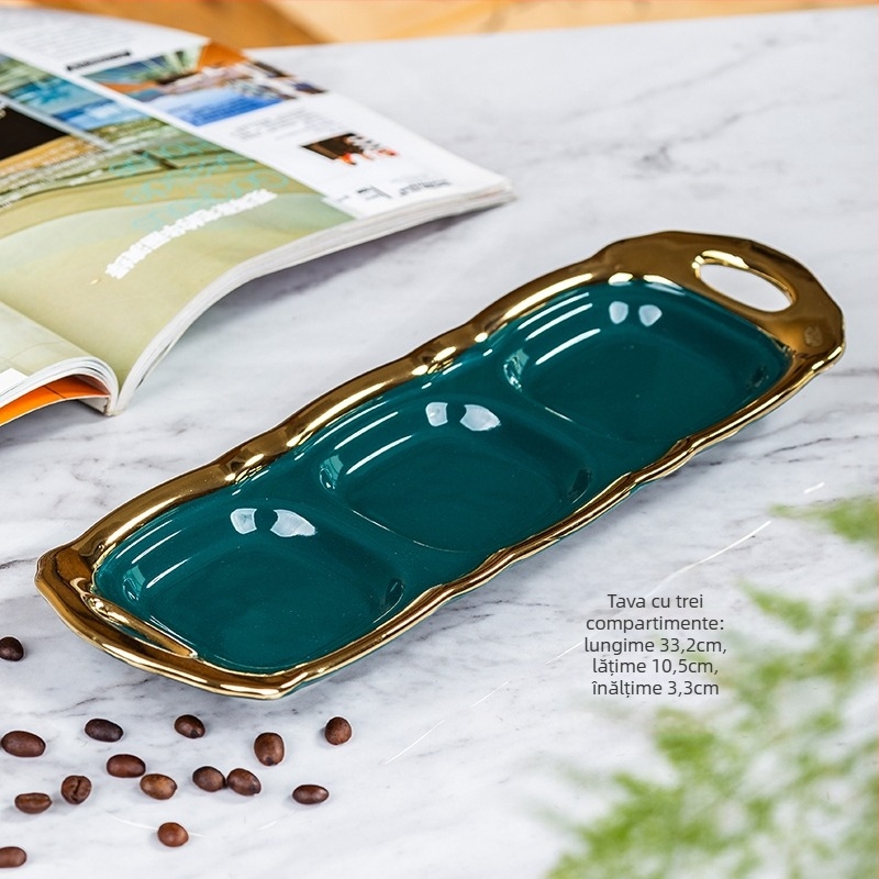 Set ceramic pentru condimente – recipient pentru ulei, recipient pentru sare, sticluță de oțet; stil lux ușor; origine China continentală