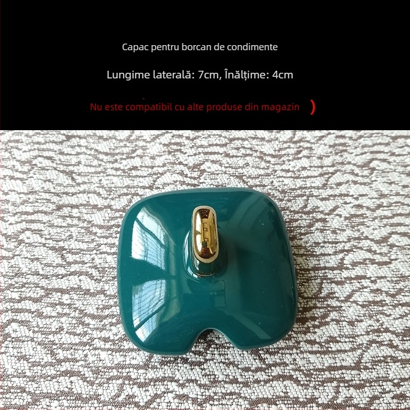 Set ceramic pentru condimente – recipient pentru ulei, recipient pentru sare, sticluță de oțet; stil lux ușor; origine China continentală