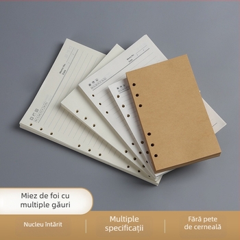 Nucleu interior loose-leaf pentru caiet: pagini cu grilă și linii Cornell, 6 sau 9 găuri, 100/96 foi, logo tipărit, personalizare disponibilă