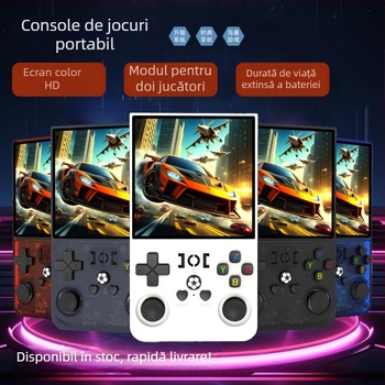Consolă portabilă de jocuri Open-Source R36MAX, compatibil GBA/PSP, joystick dublu, Android OS, 64–128GB stocare