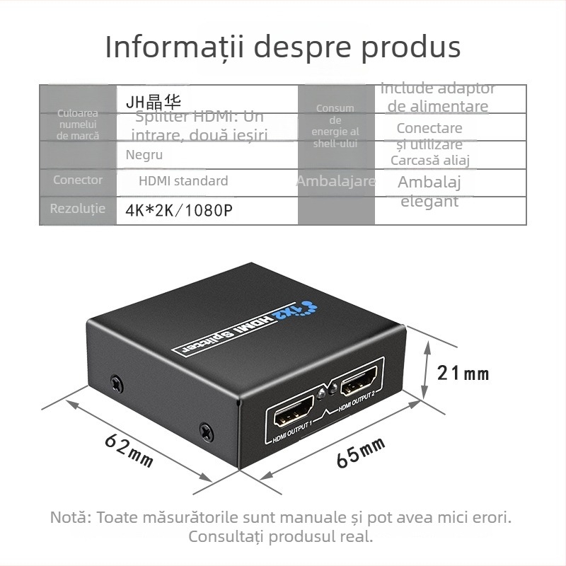Jinghua HDMI splitter F210 1x2 comutator, 1080P