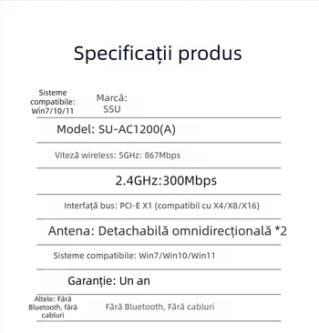 SSU SU-AC1200(A) placă de rețea wireless PCIe