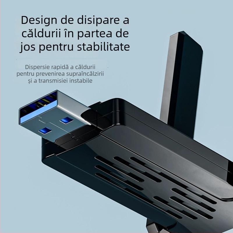 Cardă de rețea wireless USB, fără driver, dual-band 1300 Mbps, 2,4 GHz/5 GHz, interfață USB, suport 802.11b/g/n