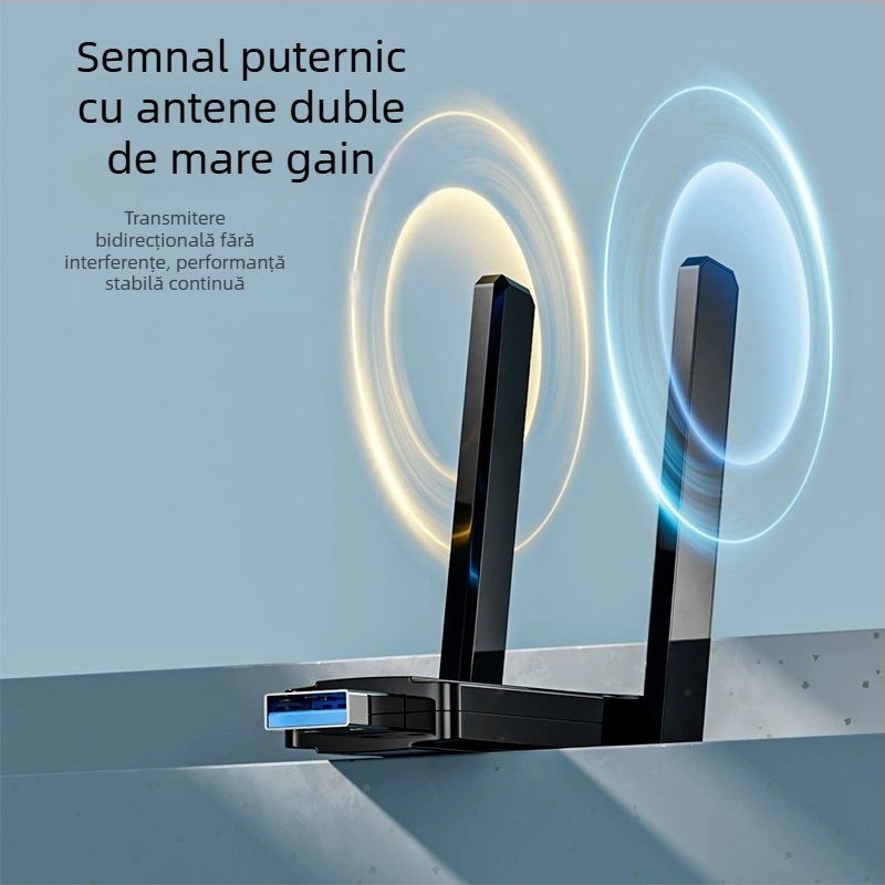 Cardă de rețea wireless USB, fără driver, dual-band 1300 Mbps, 2,4 GHz/5 GHz, interfață USB, suport 802.11b/g/n