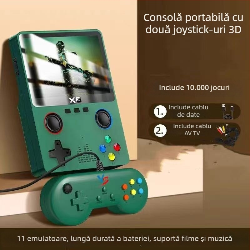 Consolă portabilă retro pentru jocuri, 256 GB memorie, Linux, ieșire HDMI, suport RPG și formate de joc descărcate de utilizator