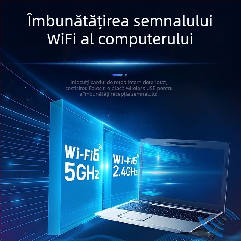 Cardă de rețea USB wireless - Driver-free și WiFi 6; compatibil Gigabit Ethernet (10/100/1000 Mbps, USB, Ethernet)