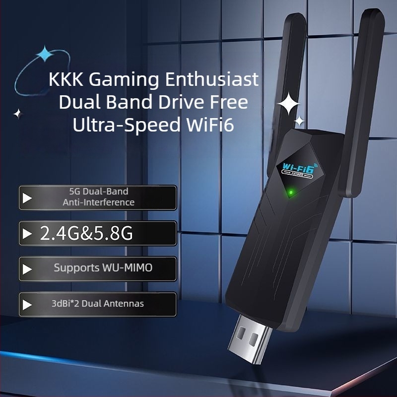 Cardă de rețea USB wireless - Driver-free și WiFi 6; compatibil Gigabit Ethernet (10/100/1000 Mbps, USB, Ethernet)