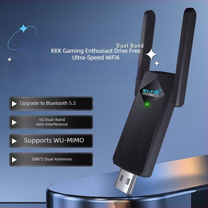 Cardă de rețea USB wireless - Driver-free și WiFi 6; compatibil Gigabit Ethernet (10/100/1000 Mbps, USB, Ethernet)