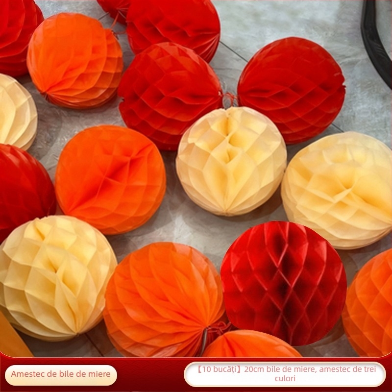 Decor de fundal cu felinare din hârtie – decor festiv pentru Festivalul Primăverii, accesorii pentru aranjarea scenei Laiyue (Model ZH979-75ZS-DL)