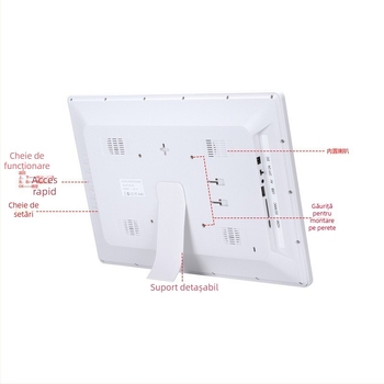 Cadru foto digital de reclamă cu ecran HD, suport video 1080P, comutare orizontală și verticală a ecranului, montaj pe perete, suport pentru memorii (carduri/ USB), redare muzică și video