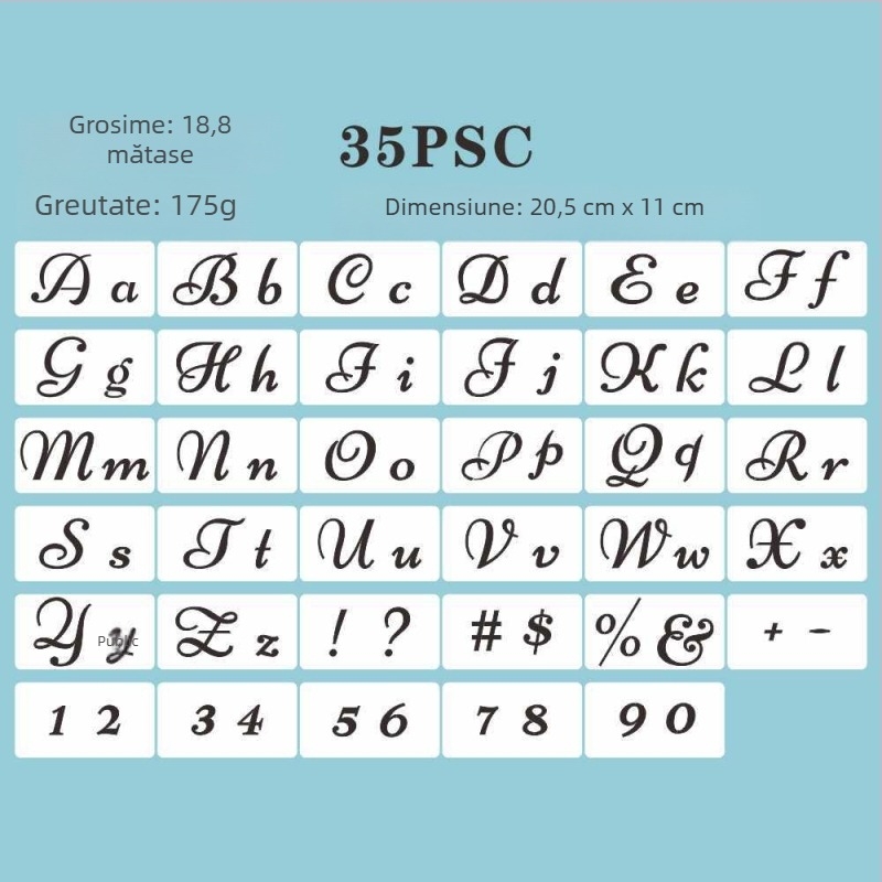 DIY șablon pentru pictură pentru copii din PET: forme geometrice, litere engleze și mandala