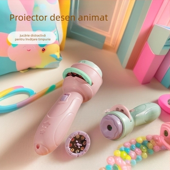 Jucărie lanternă LED cu proiecție pentru copii, funcții educaționale de alfabetizare, proiecții luminoase și simularea situațiilor; din plastic, pentru 4–6 ani