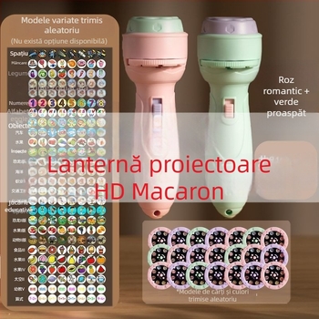 Jucărie lanternă LED cu proiecție pentru copii, funcții educaționale de alfabetizare, proiecții luminoase și simularea situațiilor; din plastic, pentru 4–6 ani