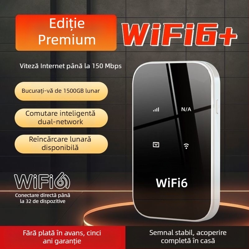 Router portabil WiFi 6 cu USB 2.0, firewall, FCC Class B, până la 300 Mbps