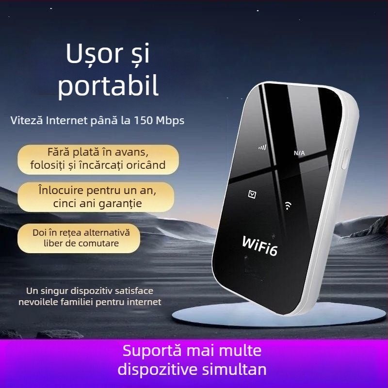 Router portabil WiFi 6 cu USB 2.0, firewall, FCC Class B, până la 300 Mbps