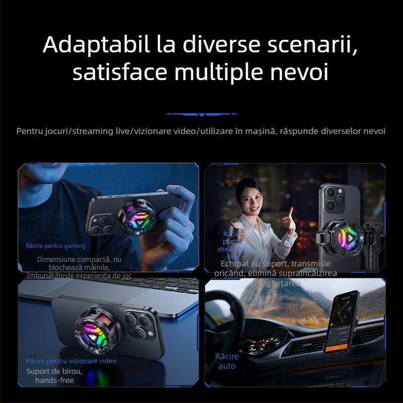Luxurious SS06 Cooler pentru telefon cu clip magnetic pe spate, 15W, Type-C, ABS+aliaj de aluminiu-ceramică, 116 g, Afișaj digital