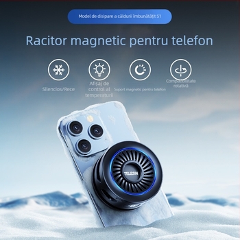 TELESIN radiator pentru telefon pentru live, răcire magnetică pe bază de semiconductori, răcire inteligentă, 27W, Type-C, ABS, 85 g