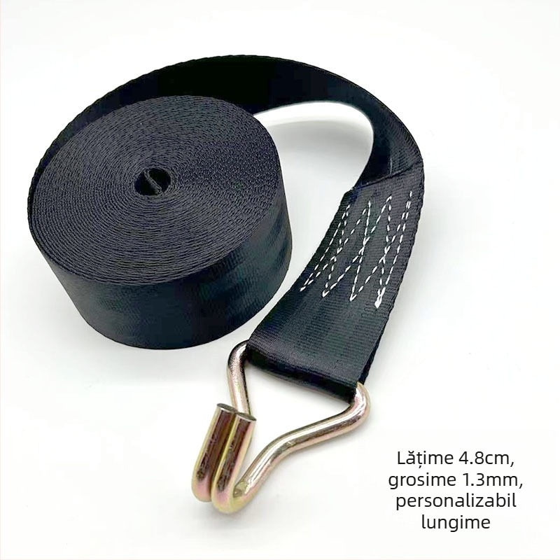 Curea de tensionare a centurii de siguranță auto – Poliester; Lungime personalizabilă; Sistem de tensionare manual; Rezistență 5 tone; Lățimea frânghiei 4,8 cm