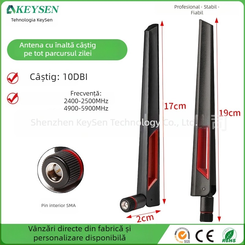 Antena ASUS WiFi 6 pentru router/Carte de rețea, bandă duală 2.4/5/5.8 GHz, câștig înalt