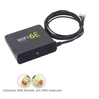 Antena externă WiFi 6E pentru desktop, conector SMA, câștig înalt, dual-band