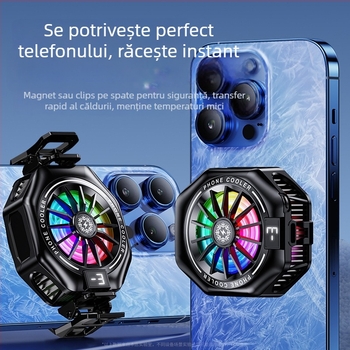 Placă de răcire pentru telefon cu USB, compatibilă cu telefoane de 4.7–7.5 inch, materiale ABS + porțelan înghețat + aliaj de aluminiu, poate încărca în timpul jocului