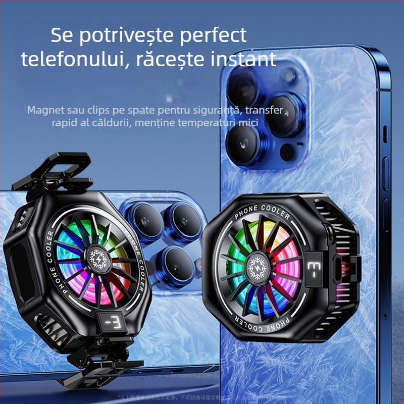 Placă de răcire pentru telefon cu USB, compatibilă cu telefoane de 4.7–7.5 inch, materiale ABS + porțelan înghețat + aliaj de aluminiu, poate încărca în timpul jocului