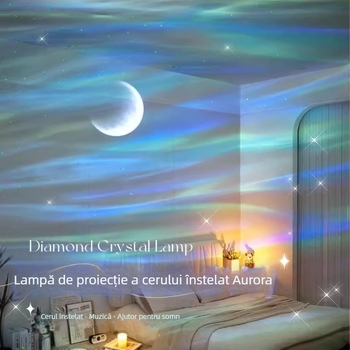 Proiector stele cu Aurora Boreală – lampă de noapte, alimentare USB / baterie încorporată / DC, Bluetooth audio, montaj pe masă