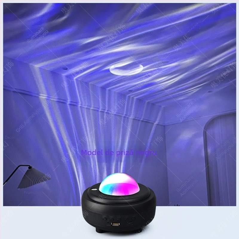 Proiector stele cu Aurora Boreală – lampă de noapte, alimentare USB / baterie încorporată / DC, Bluetooth audio, montaj pe masă