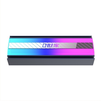 Cooler pentru SSD M.2 2280 cu iluminare ARGB și sincronizare streamer; Material: ABS + aliaj de aluminiu + oțel inoxidabil; Include pad termic.