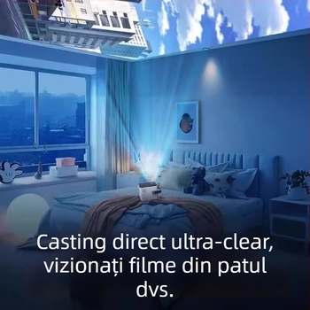 Proiector inteligent pentru uz casnic, Ultra HD pentru teatru de acasă, proiecție pe perete cu Wi-Fi, protecție pentru ochi