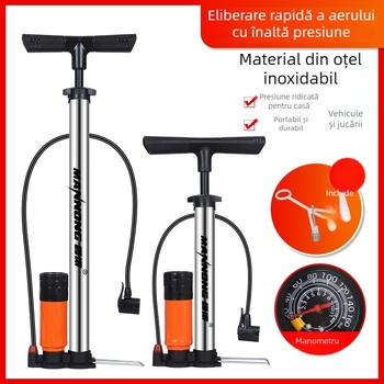 MN-098 pompă manuală din oțel inoxidabil, înaltă presiune, pentru biciclete și autoturisme mici