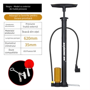 MN-098 pompă manuală din oțel inoxidabil, înaltă presiune, pentru biciclete și autoturisme mici