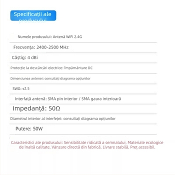 Antena externă din cauciuc 2,4 GHz, antenă tip buton pentru casă inteligentă, Bluetooth/Wi‑Fi router și placă de rețea