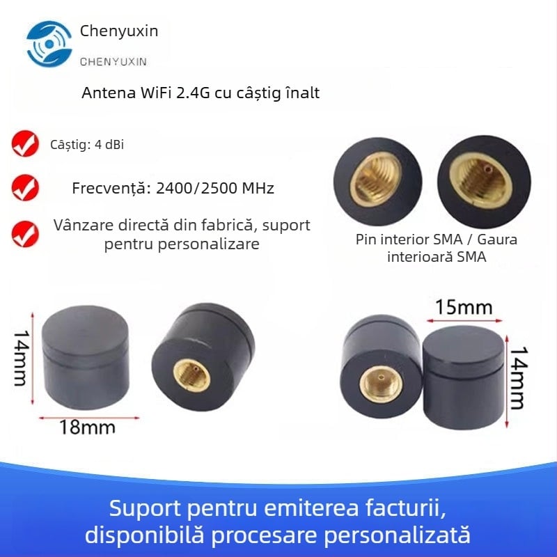 Antena externă din cauciuc 2,4 GHz, antenă tip buton pentru casă inteligentă, Bluetooth/Wi‑Fi router și placă de rețea
